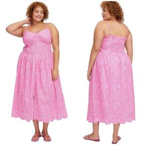 Roller Rabbit Pink Dress Floral Paisley A-Line Drop Waist Women’s Size 1X NEW